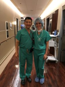 Liana & Dr. Suh prepped for a procedure
