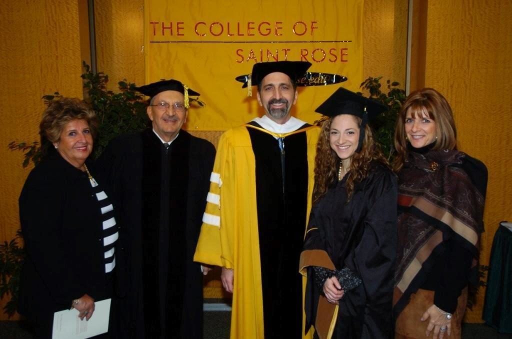 Morris Massry after receiving an honorary degree from Saint Rose in 2004.