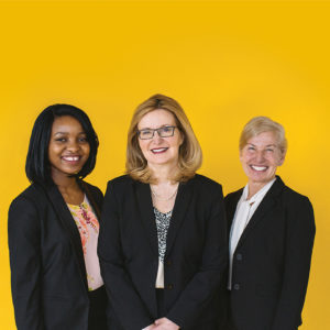 Michelle Cuozzo Borisenok, Helen Jumo, and President Carolyn J. Stefanco of Saint Rose