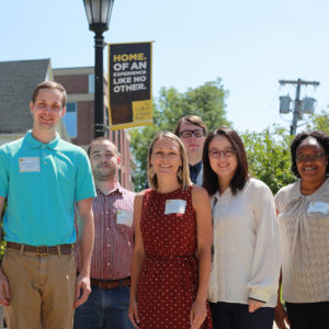 Six of the seven new full-time faculty for 2019-2020 at The College of Saint Rose posing outside