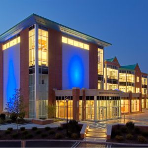 The massry center for the arts at night