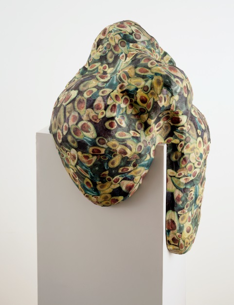 Tamara Zahaykevich, Avo, 2009, spray foam insulation, decoupage, pedestal, 19 x 15 x 12”, courtesy of the artist.