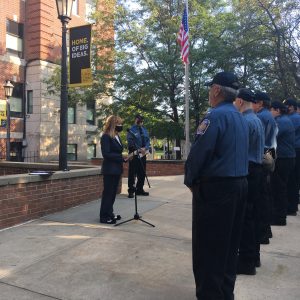 Saint Rose President Marcia White swears in security officers