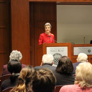 Loretta Preska '70 during the Jurist-in-Residence lecture in 2017
